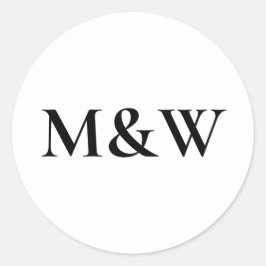 Monogram Moderne Bruiloft Bold Zwart & Wit Ronde Sticker