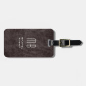 Monogram moderne bruine faux lederen textuur bagagelabel (Voorkant horizontaal)