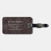 Monogram moderne bruine faux lederen textuur bagagelabel (Achterkant horizontaal)