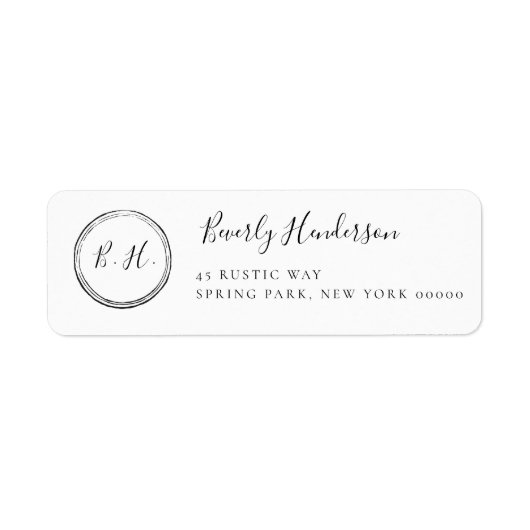 Monogram Moderne Chic Return Address Labels (Voorkant)