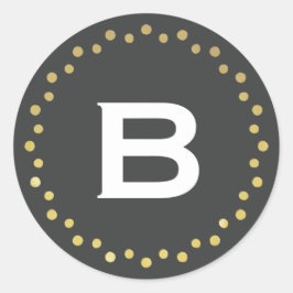 Monogram Moderne Cirkel Stippen sticker label / Go
