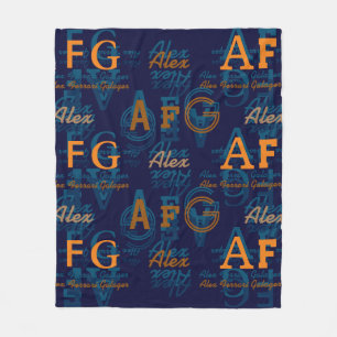 Monogram Moderne Collage van Initialen & Namen Fleece Deken