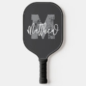 Monogram Moderne Coole Grunge Voeg Je Naam Toe Pickleball Paddle (Voorkant)