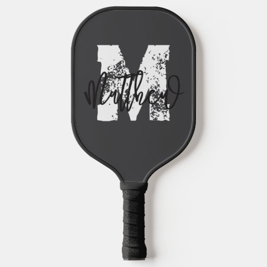 Monogram Moderne Coole Grunge Voeg Je Naam Toe Pickleball Paddle (Voorkant)