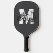 Monogram Moderne Coole Grunge Voeg Je Naam Toe Pickleball Paddle (Achterkant)