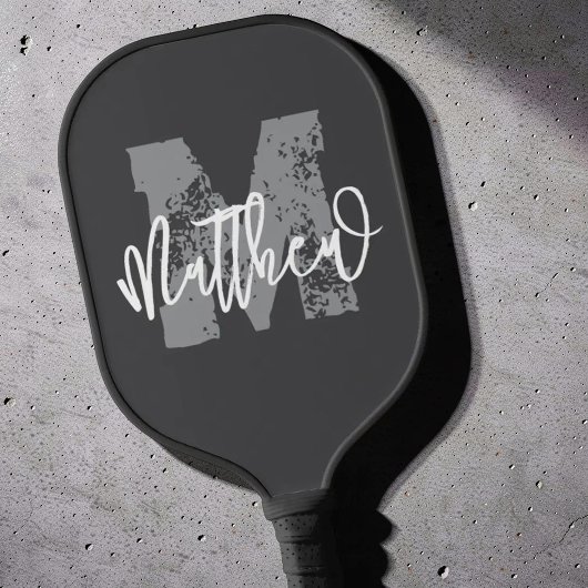 Monogram Moderne Coole Grunge Voeg Je Naam Toe Pickleball Paddle