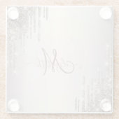 Monogram moderne crèmekleurige glitter glazen onderzetter (Achterkant)
