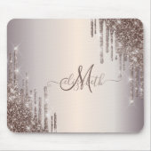 Monogram moderne crèmekleurige glitter muismat (Voorkant)