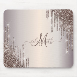 Monogram moderne crèmekleurige glitter muismat