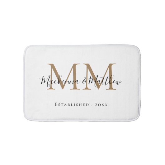 Monogram moderne Elegant Black Gold Pas getrouwd N Badmat (Voorkant)