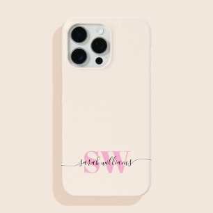 Monogram Moderne Elegant Chic Script Name iPhone 15 Pro Max Case