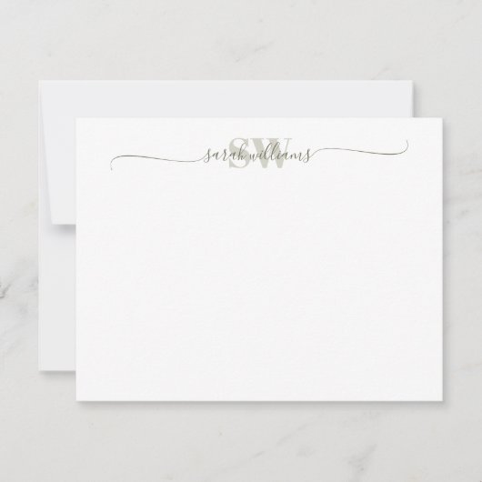 Monogram Moderne Elegant Chic Script Name Notitiekaartje (Voorkant)