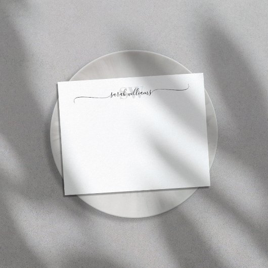 Monogram Moderne Elegant Chic Script Name Notitiekaartje