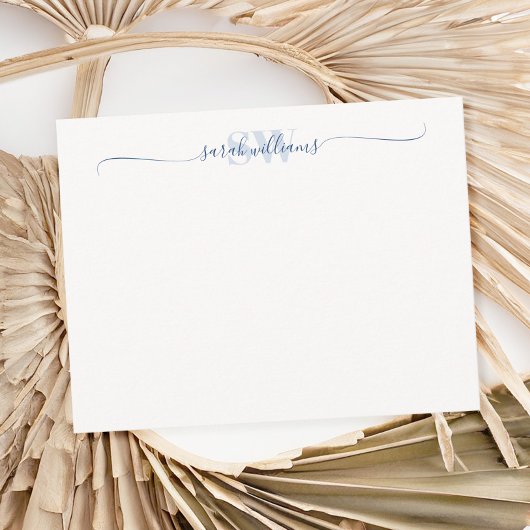 Monogram Moderne Elegant Chic Script Name Notitiekaartje
