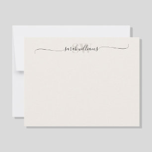 Monogram Moderne Elegant Chic Script Name Notitiekaartje