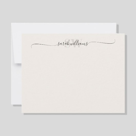 Monogram Moderne Elegant Chic Script Name Notitiekaartje