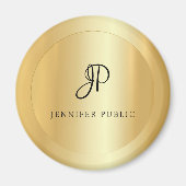 Monogram moderne Elegant Faux Gold Sjabloon Magneet (Voorkant)