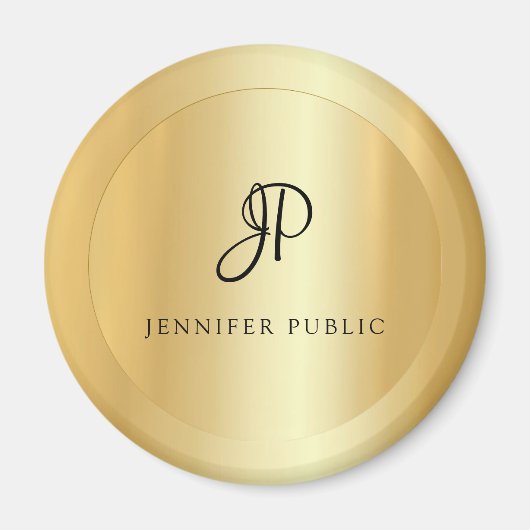 Monogram moderne Elegant Faux Gold Sjabloon Magneet (Voorkant)