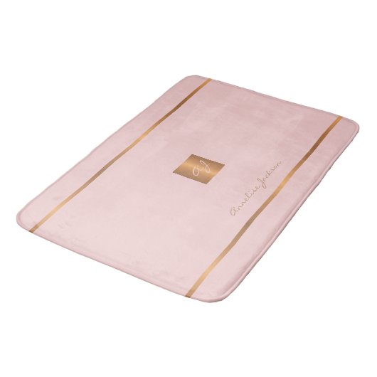 Monogram moderne elegante glitter roze en goud badmat (Gekanteld)