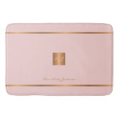 Monogram moderne elegante glitter roze en goud badmat (Voorkant)