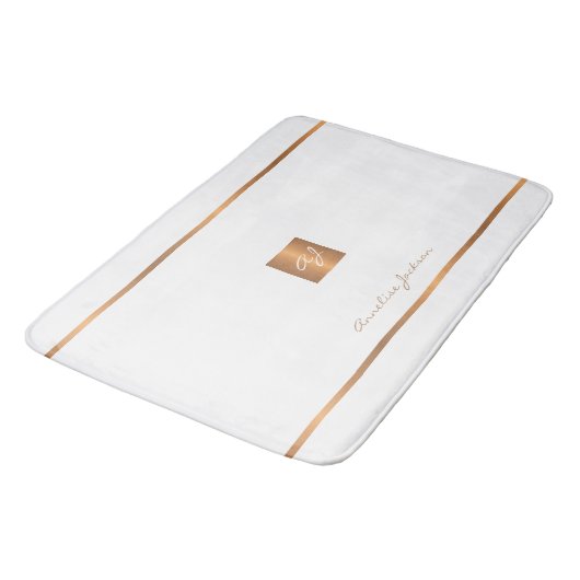 Monogram moderne elegante glitter wit en goud badmat (Gekanteld)