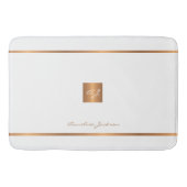Monogram moderne elegante glitter wit en goud badmat (Voorkant)
