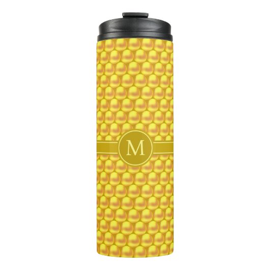 Monogram & Moderne Elegante Gouden Stippen & Tekst Thermosbeker (Voorkant)