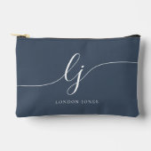 Monogram Moderne Elegante Kalligrafie Navy White Etui (Voorkant)
