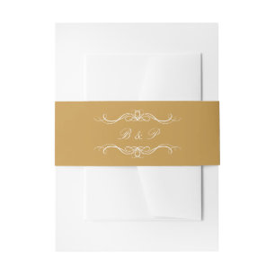 Monogram Moderne Elegante Script Gouden Bruiloft Uitnodigingen Wikkel