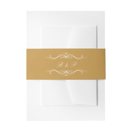 Monogram Moderne Elegante Script Gouden Bruiloft Uitnodigingen Wikkel (Voorkant Voorbeeld)
