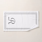 Monogram moderne elegante zwarte & witte strepes bad handdoek (Handdoek)