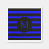 Monogram moderne elektrische blauw en zwarte Strip Servet (Voorkant)