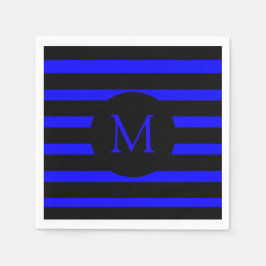 Monogram moderne elektrische blauw en zwarte Strip Servet
