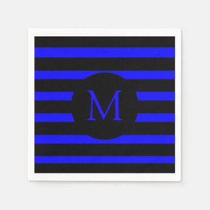 Monogram moderne elektrische blauw en zwarte Strip Servet