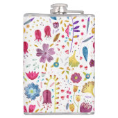 Monogram Moderne Floral Waterverf Heupfles (Achterkant)