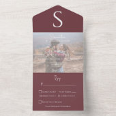 Monogram Moderne foto Bourgondische wijn diner All In One Uitnodiging (Binnen)