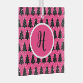 Monogram moderne Fuchsia & Black kerstboom Glas Ornament (Voorkant Rechts)