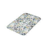 Monogram moderne Gele Floral Waterverf Badmat (Gekanteld)