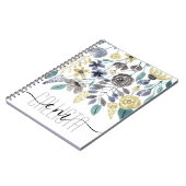 Monogram moderne Gele Floral Waterverf Notitieboek (Linkerzijde)