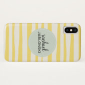 Monogram moderne gele stripes Case-Mate iPhone case (Achterkant (horizontaal))