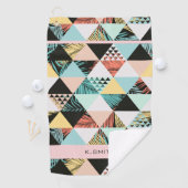 Monogram Moderne geometrische en tropische fusie Golfhanddoek (Insitu)