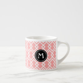 Monogram Moderne Geometrische roze Zwarte Espresso Kop