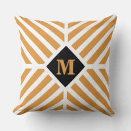 Monogram moderne gouddiagonaal Stripes Kussen