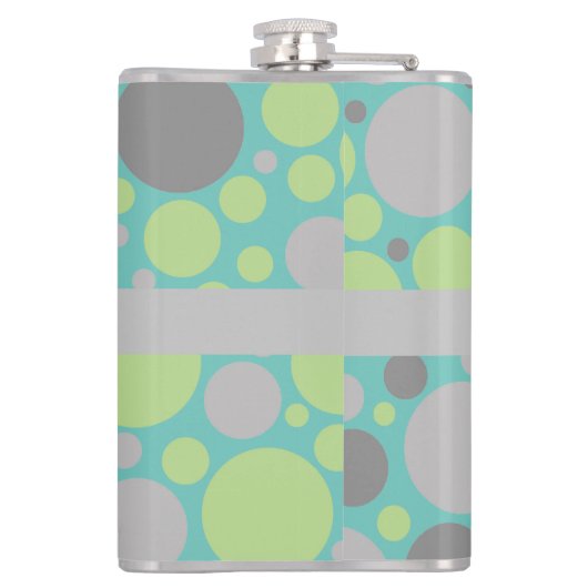 Monogram moderne grijze en groene belletjes heupfles (Achterkant)