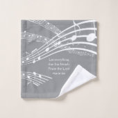 Monogram moderne grijze Muzieknoten Bad Handdoek (Wasdoekje)