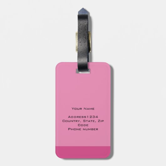 Monogram moderne groene en roze strepen bagagelabel (Achterkant verticaal)