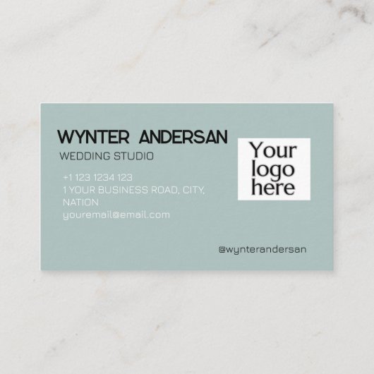 Monogram Moderne Groene Minimalistische Aangepaste Visitekaartje (Achterkant)