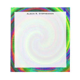 Monogram Moderne Grunge Spiraal Regenboog Tie Dye Notitieblok