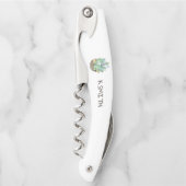 Monogram Moderne handgetekende Waterverf Succulent Kurkentrekker (Voorkant)