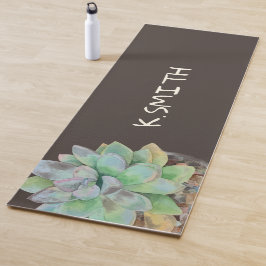 Monogram Moderne handgetekende Waterverf Succulent Yogamat